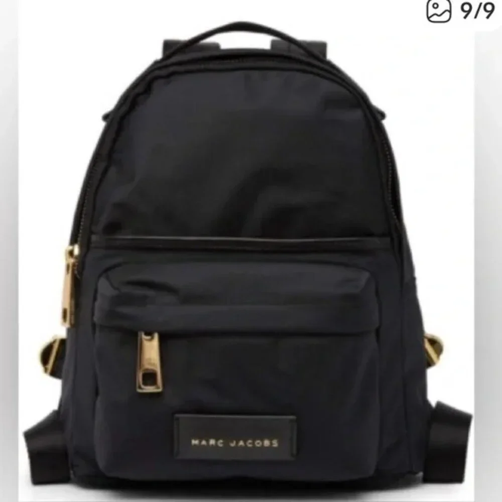 Marc Jacobs Nylon Varsity Small Backpack in Black with gold hardware - Picture 3 of 5